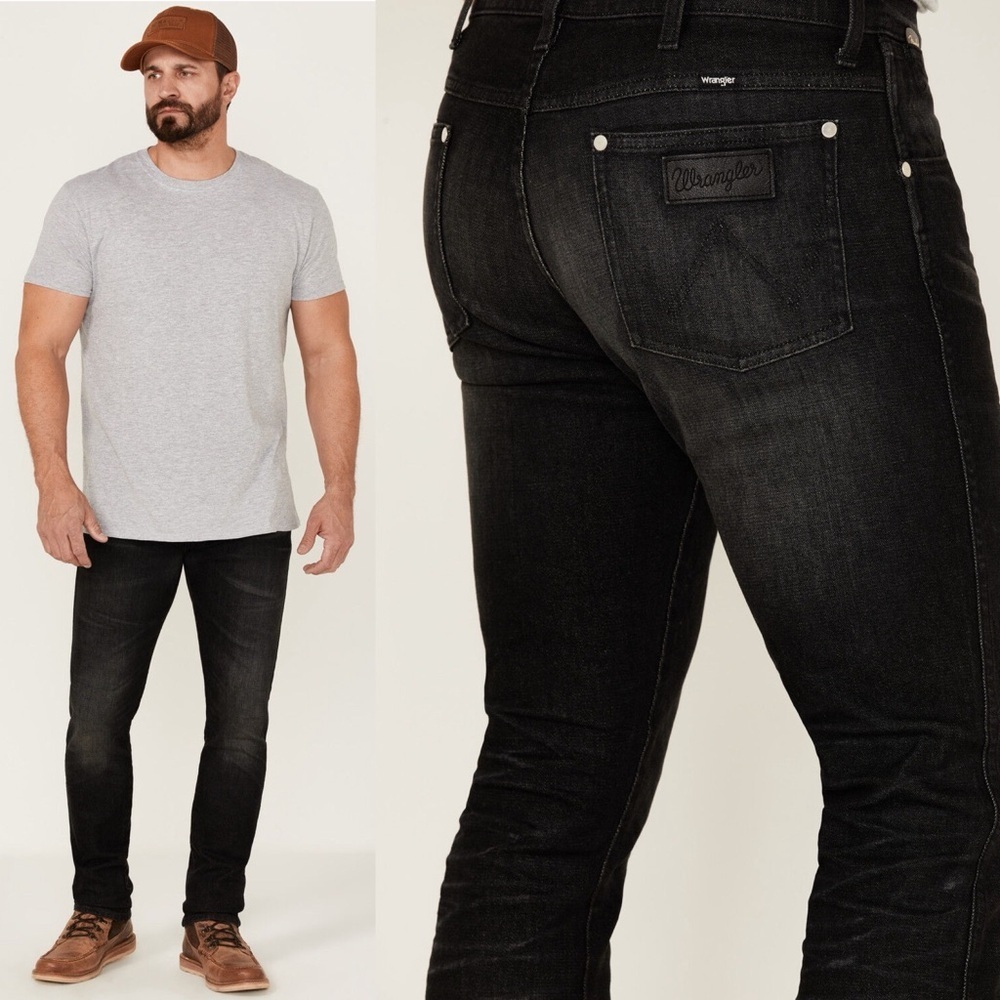 Wrangler X Fender Men's Larston Acoustic Tapered Slim Fit Jeans black 34X32